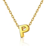 Pendentif Lettre P Chaine Clavicule Argent Femme 925 Solide Jeune Enfant Fille Collier Or Palqué Initiale P Sterling Rolo Fine 45 cm 3D Epais Cadeau Adolescente Jeune Maman Fetes des Meres Ado