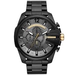 Diesel Watch for Men Mega Chief, Quartz Chronograph Movement, 59 mm Black Stainless Steel Case with a Stainless Steel Strap, DZ4479