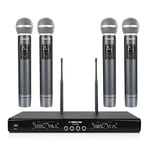 Phenyx Pro Wireless Microphone System, Metal Wireless Mic Set with 4 Cordless