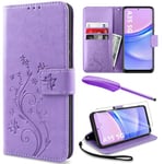 YIRSUR for Samsung Galaxy A35 5G Case with Screen Protector and Touch pen, Leather Flip Wallet Women Men Case Magnetic Closure Cover with Card Slots and Kickstand for Galaxy A35 5G Phone Cover Purple