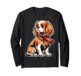 Cavalier King Charles Spaniel Dog Scarf Pumpkin Thanksgiving Long Sleeve T-Shirt