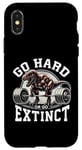 Coque pour iPhone X/XS Go Hard or Go Extinct, motivation pour l'entraînement en salle de sport T-Rex Deadlift