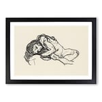 Big Box Art Portrait of A Woman Vol.4 by Egon Schiele Framed Wall Art Picture Print Ready to Hang, Black A2 (62 x 45 cm)