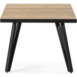 Pegane - Table basse carrée de salon en mélamine naturel avec pieds en métal laqué noir - Longueur 60 x Profondeur 60 x Hauteur 45 cm