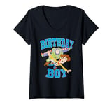 Femme Pixar Toy Story Birthday Boy Woody and Buzz T-Shirt avec Col en V