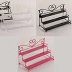 3-tier Metal Heart Design Nail Polish Display Wall Rack Stand Or Rose Red