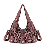 Angelkiss Hobo Sac à main et sac à main pour femme Grand sac à bandoulière pour usage quotidien, Imprimé léopard Rose