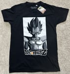 Dragon Ball Z Vegeta Small S Black Short Sleeve T-shirt NEW Goku Son Saiyan