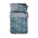 Today Parure HC3 Housse de Couette 220x240 + 2 Taies d’Oreiller 100% Polyester Crazy CASHEMIRE, (82 GSM), Bleu, 220/240