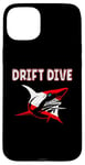 Coque pour iPhone 15 Plus Équipement de plongée sous-marine - Drapeau de plongée Shark Drift pour la plongée sous-marine