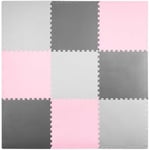 Tapis puzzle en mousse 180x180cm 9 pcs, gris et rose