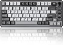 B75 Pro Clavier Mecanique Sans Fil,75% Game Keyboard Hot Swap Custom Clavier Avec Knob,Pre-Lubed Switchesrgb,Clavier Bt/Type-C/2.4G(Dark Grey,Cocoa Cream V2 Switch)