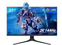 CRUA 27 inch 1440P Gaming Monitor,144hz Computer Monitor, Frameless PC Monitor, 1ms GTG with FreeSync, Low Motion Blur, Eye Care, VESA, DisplayPort, HDMI, Black