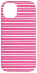 Coque pour iPhone 14 Plus Rose Blanc rayé Girly Esthétique Preppy Stripe