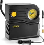 Gonfleur pneus Voiture 12V Mini Compresseur Voiture Compresseur à Air Portatif Pompe de pneu de Voiture Allume Cigare Electrique Pompe A Velo avec Manomètre et Adaptateurs de Valve(Jaune).[Y153]