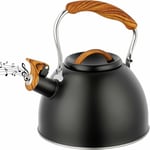 Bouilloire à thé rétro de 3 litres, bouilloire à sifflet à induction en acier inoxydable pour cuisinière à gaz, cuisinière à induction, bouilloire