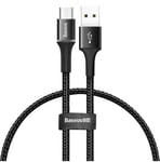 Baseus Halo-datakabel Hållbar Nylon-flätad tråd USB / Lightning med LED-ljus 3A 25cm - Svart (CAMGH-D01)