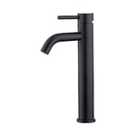 Ibergrif M11203B, Robinet de Lavabo, Robinet Mitigeur Lavabo Haut de Salle de Bains avec Bec Haut, Mitigeur avec Raccordement Eau Froide/Chaud, Noir