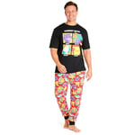 Pokémon Pyjama Homme Humoristique Ensembles de Pyjama Homme Tailles Adulte S-3XL Cadeau Geek Pikachu Dracaufeu Ronflex (Multi/Noir, S)