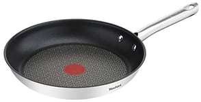 Tefal Poêle 32 cm, Induction, Revêtement antiadhésif, Acier inoxydable 18/10, Garantie 10 ans, Base 3 couches, Cuisson saine, Saisie parfaite, Duetto A7040863