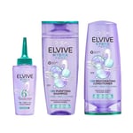 L’Oréal Paris Elvive Hydra Pure Routine for Oily Roots, Scalp & Dehydrated Lengths, Powered with Hyaluronic & Salicylic Acids, Exfoliating Pre-Shampoo Scalp Serum, Shampoo & Conditioner Set