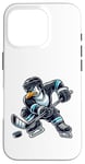 Coque pour iPhone 16 Pro Dessin animé de joueur de hockey pingouin cool