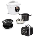 Moulinex Lot Multicuiseur intelligent Cookeo+, Cuisson haute pression, 80 recettes intégrées + Couvercle Extra Crisp pour frire sans huile + Housse de transport