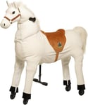 animal riding Snowy XL Cheval d'équitation pour Enfants à partir de 8 Ans, Couleur Blanche, Hauteur de Selle 80 cm, avec roulettes, ARP011L, Blanc