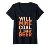 Womens Will Mine Coal For Beer V-Neck T-Shirt