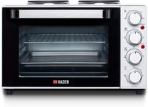 Daewoo Countertop Mini Oven with Grill and Dual Hot plates Hobs 1500W 30L Black