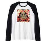 Daruma Doll Japan Japanese Art Samurai Ukiyo-e Vintage Raglan Baseball Tee