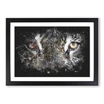 Big Box Art Eye of The Tiger Paint Splash Framed Wall Art Picture Print Ready to Hang, Black A2 (62 x 45 cm)