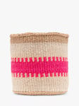 The Basket Room Kuzuia Woven Storage Basket, Pink Stripe, Medium