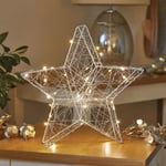 30cm Battery Metal Christmas 3D Star LED Table Standing Decoration Timer Lights