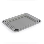 Salter Essentials 3-Piece Baking Tray Set – Non-Stick Coating, 31/35/39 cm Stackable Oven Sheets, Dishwasher Safe, Easy to Clean, Made in The UK, Durable Chip Trays, Lightweight, PFOA-Free, BW13674