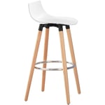 SoBuy FST86-W Tabouret de Bar Tabouret Haut de Bistrot Cuisine Chaise de Bar avec Repose-Pieds et Dossier, Pieds en Bois Massif