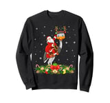 Xmas Decor Lights Funny Santa Riding Emu Bird Christmas Sweatshirt