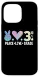 Coque pour iPhone 14 Pro Max Peace Love 3e année Retour à l'école Troisième année