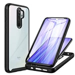 CENHUFO Coque Xiaomi Redmi Note 8 Pro, Antichoc Housse avec Protection écran, 360° Protégé Téléphone Etui Double Face Bumper Transparent Case Portable Intégrale Coque pour Redmi Note 8 Pro - Noir