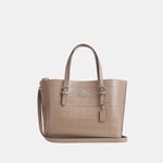 Coach Womens Mollie Tote 25 in Crocodile-Embossed Leather - Beige - One Size