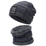 Bequemer Laden Hommes Femmes Hiver Bonnet Écharpe Ensemble Chaud Tricot Doublé Polaire Chapeau Cache-Cou Cadeau Homme Femme