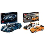 LEGO 42154 Technic 2022 Ford GT Car Model Kit for Adults to Build, 1:12 Scale Supercar with Authentic Features & 76918 Speed Champions McLaren Solus GT & McLaren F1 LM, 2 Iconic Race Car Toys