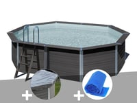 Kit piscine composite Gré Avant-Garde ovale 5,24 x 3,86 x 1,24 m + Bâche hiver + Bâche à bulles