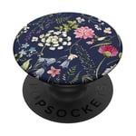 PopSockets Navy Blue Botanical Garden Pattern Pink White Blue Flowers PopSockets PopGrip: Swappable Grip for Phones & Tablets