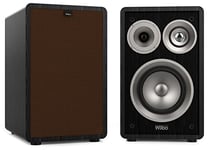 Wiibo Vintage 6 Black - Enceintes de bibliothèque HiFi - Puissance 100 W - Haut-parleurs 3 Voies - Grille Amovible - Tweeter 2", Squawker 3" et Woofer 5" - Son Surround