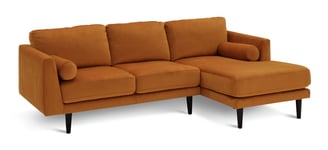 Habitat Jacob Velvet Right Hand Corner Sofa - Orange