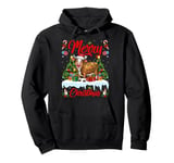 Cattle Xmas Tree Lighting Santa Hat Cattle Christmas Pullover Hoodie