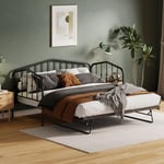 Sureh - Canapé-lit à deux places Banquette-lit avec lit escamotable Lit gigogne en métal avec bords arrondis Lit double