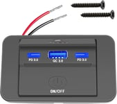 Prise Usb Pour Camping-Car, Prise Usb 12v Montée Au Mur, Chargeur Voiture 78w Qc3.0 Usb, Double Pd3.0 Type C Téléphone Portable Charge Rapide Étanche Pour 12v/ 24v Bateau Camping-Car Voiture.[F1979]