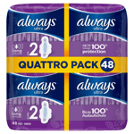 Always Ultra Long Size 2  Sanitary Towels with Wings Absorbent Protect 48 Pads